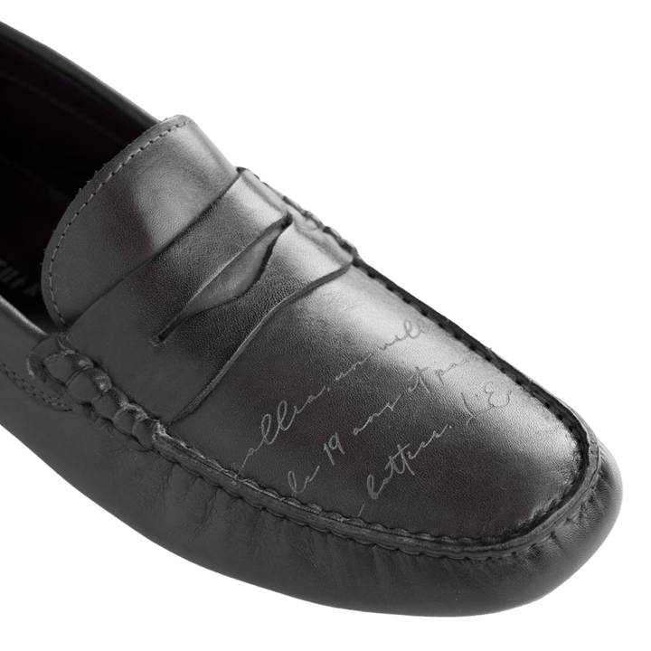 Gary: Mocassin Homme - Cuir Marron Gravé - Bleather Maroc