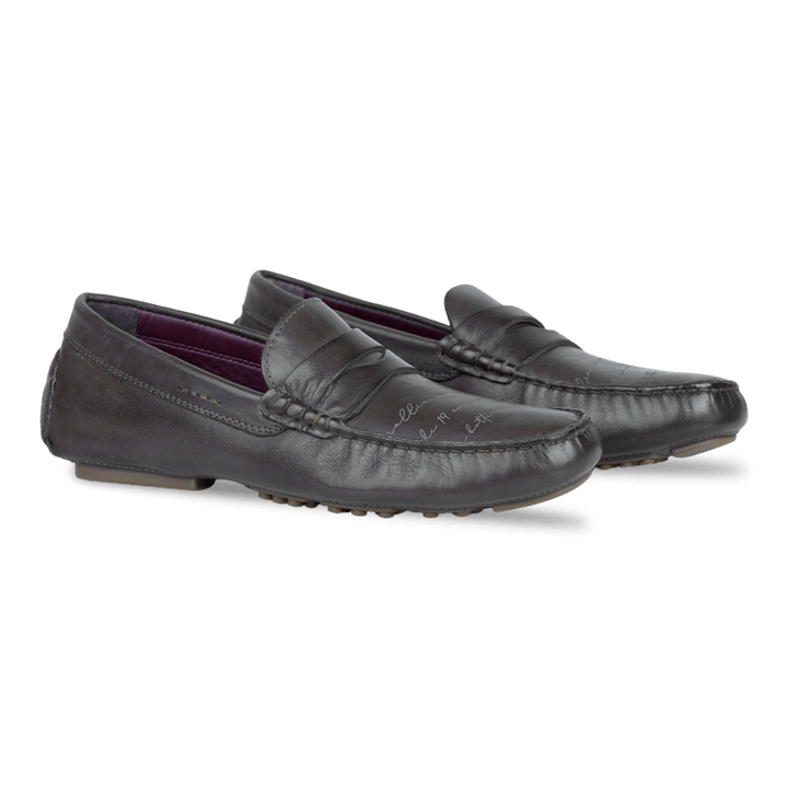 Gary: Mocassin Homme - Cuir Marron Gravé - Bleather Maroc