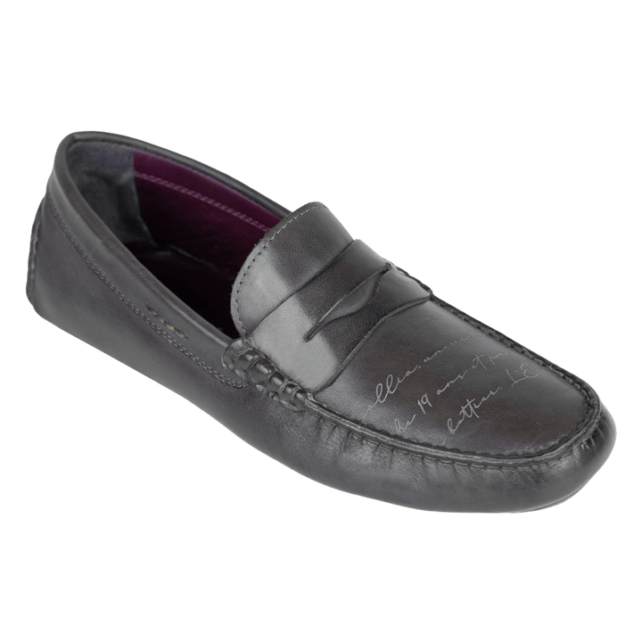 Gary: Mocassin Homme - Cuir Marron Gravé - Bleather Maroc