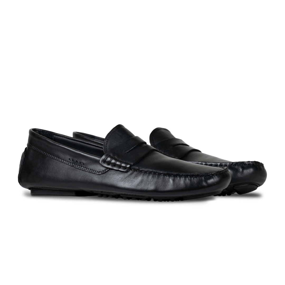 Gary: Mocassin Homme - Cuir Noir - Bleather Maroc