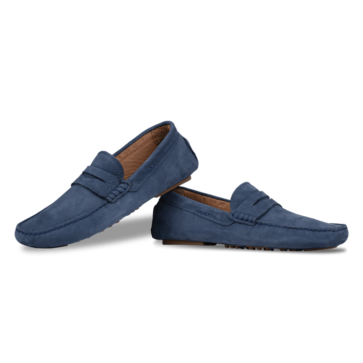 Gary: Mocassin Homme - Daim Bleu Persan - Bleather Maroc