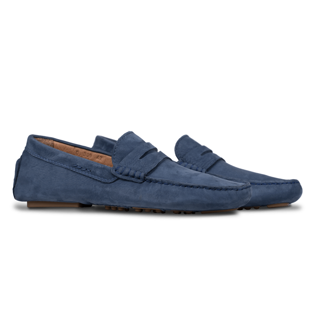 Gary: Mocassin Homme - Daim Bleu Persan - Bleather Maroc