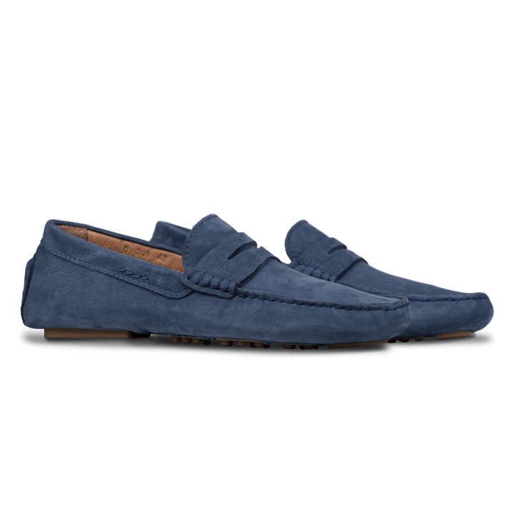 Gary: Mocassin Homme - Daim Bleu Persan - Bleather Maroc