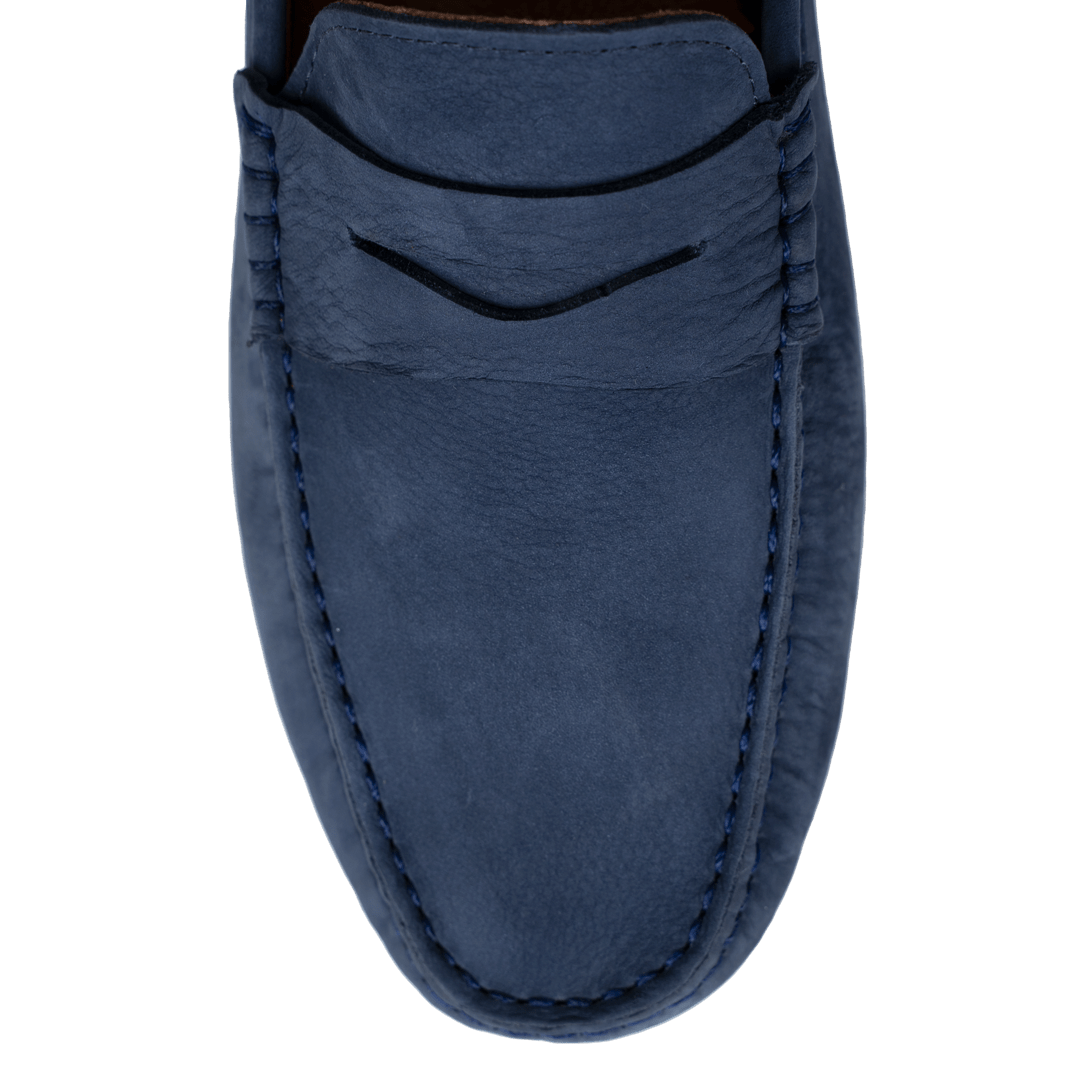 Gary: Mocassin Homme - Daim Bleu Persan - Bleather Maroc