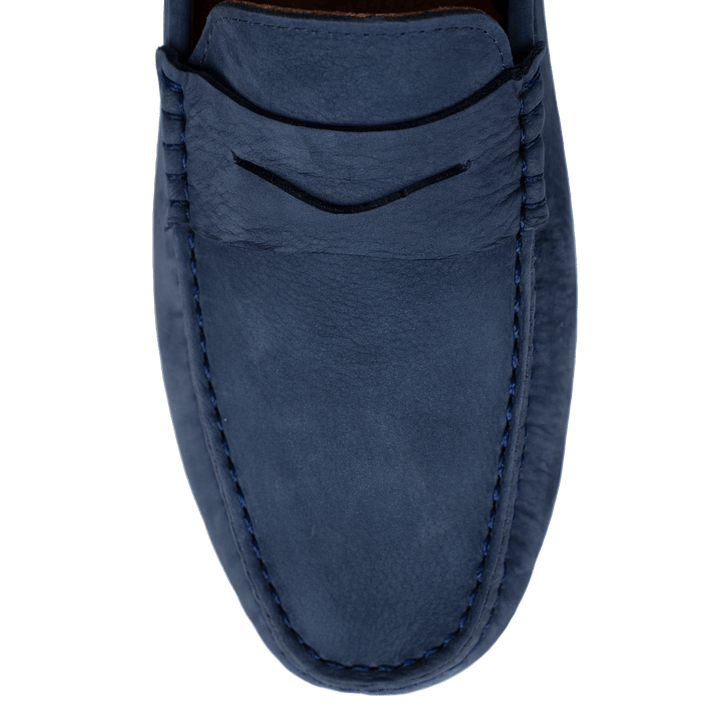 Gary: Mocassin Homme - Daim Bleu Persan - Bleather Maroc