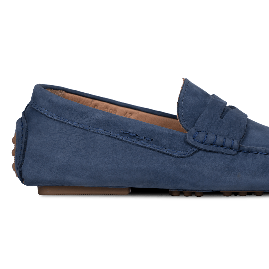 Gary: Mocassin Homme - Daim Bleu Persan - Bleather Maroc