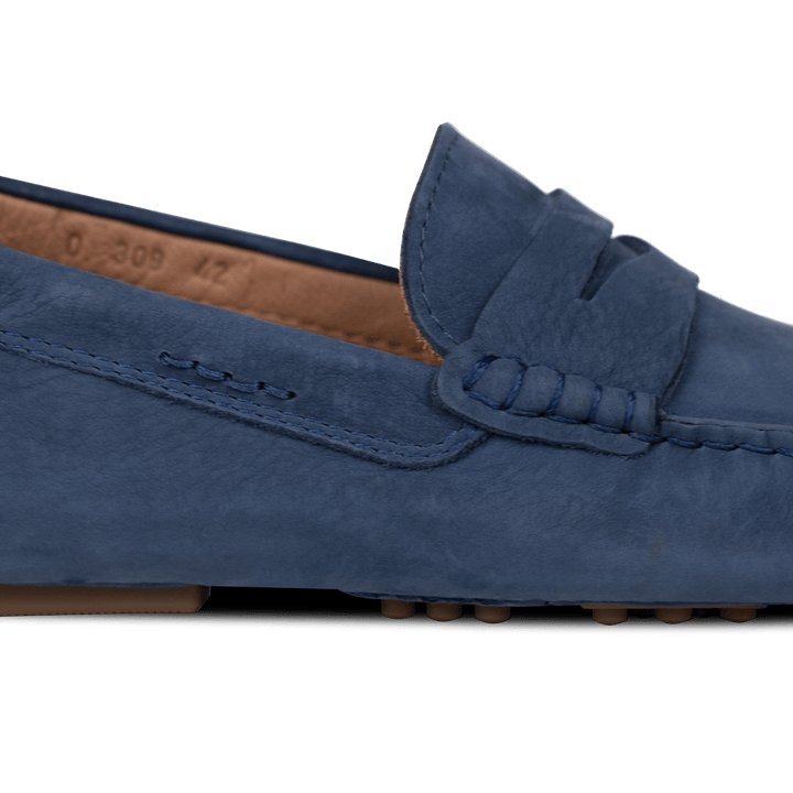 Gary: Mocassin Homme - Daim Bleu Persan - Bleather Maroc