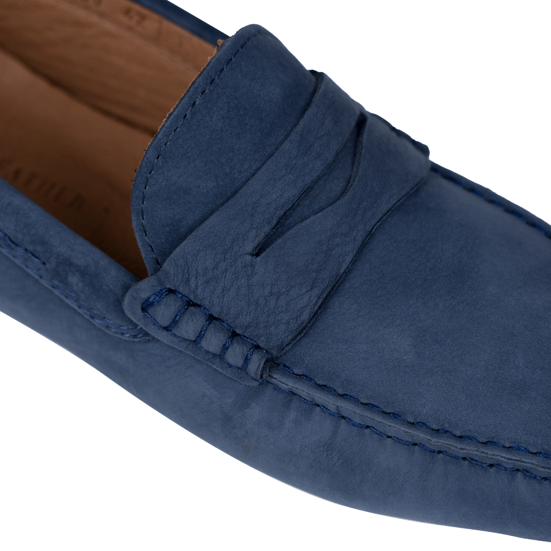 Gary: Mocassin Homme - Daim Bleu Persan - Bleather Maroc