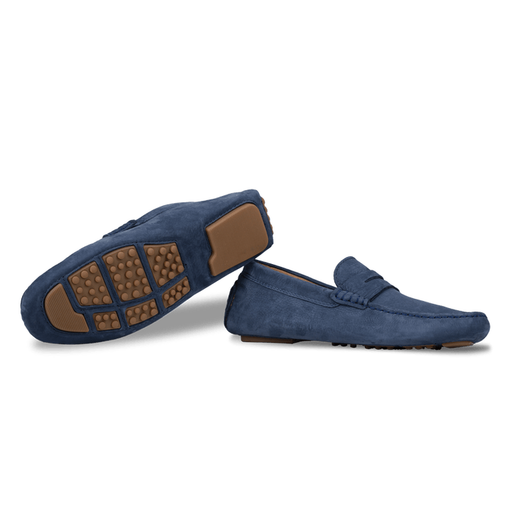 Gary: Mocassin Homme - Daim Bleu Persan - Bleather Maroc