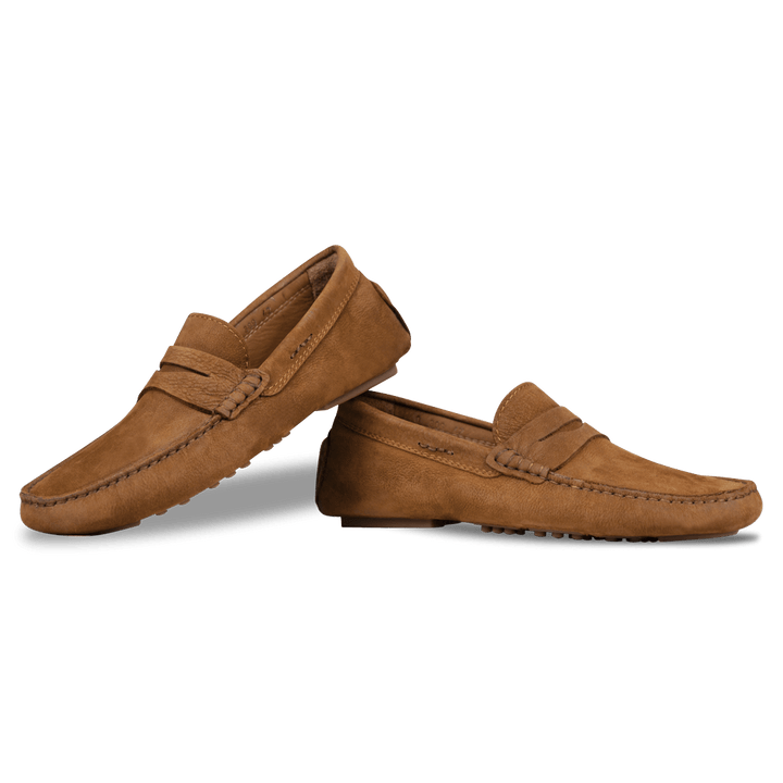 Gary: Mocassin Homme - Daim Cognac - Bleather Maroc