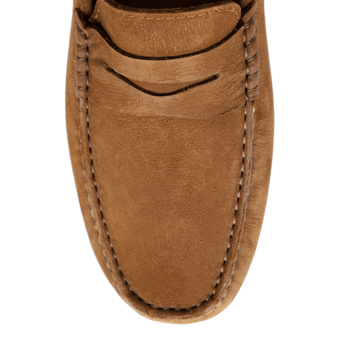 Gary: Mocassin Homme - Daim Cognac - Bleather Maroc