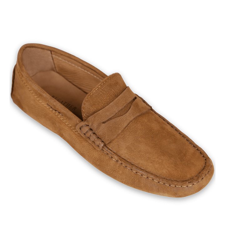 Gary: Mocassin Homme - Daim Cognac - Bleather Maroc