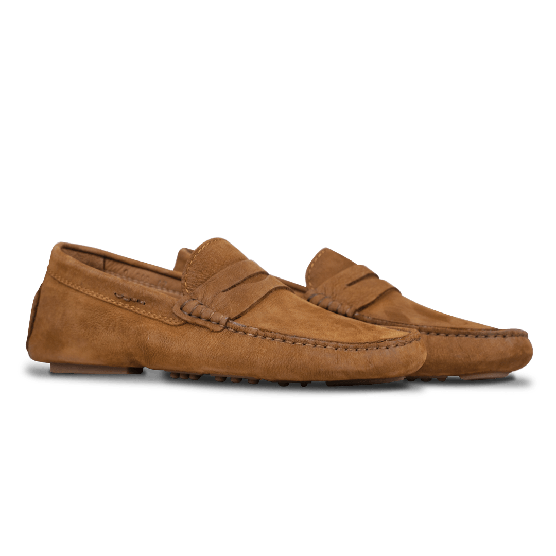 Gary: Mocassin Homme - Daim Cognac - Bleather Maroc