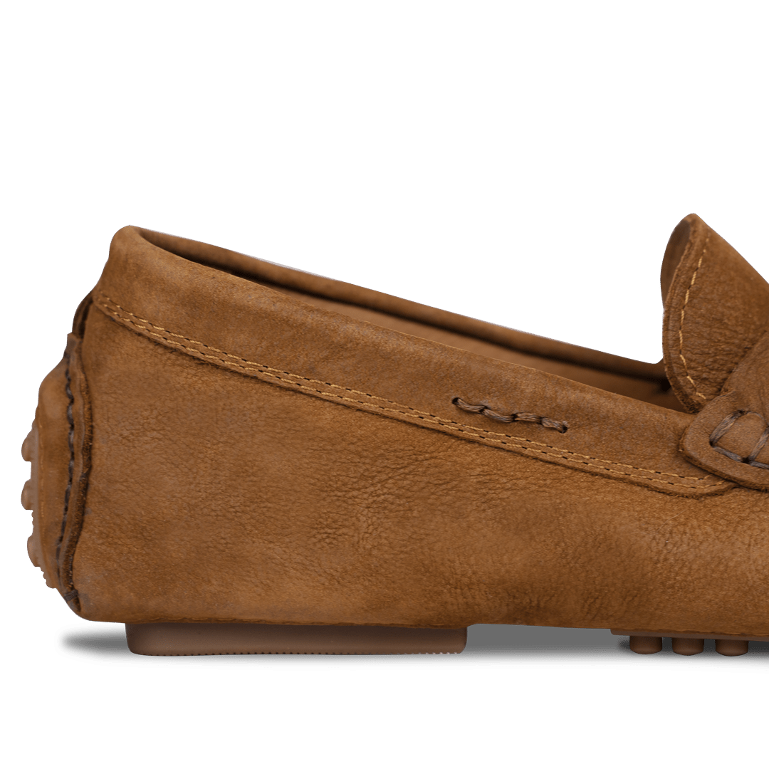 Gary: Mocassin Homme - Daim Cognac - Bleather Maroc