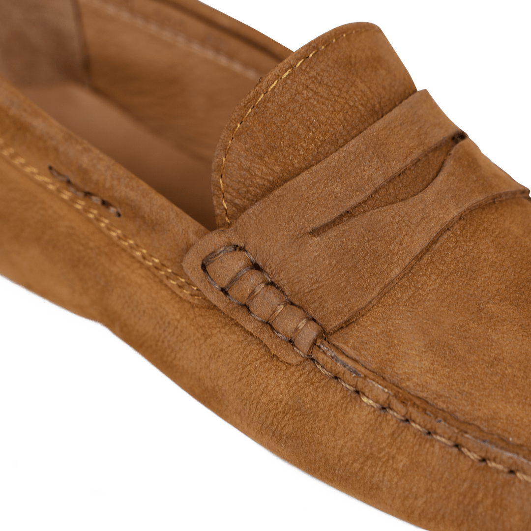 Gary: Mocassin Homme - Daim Cognac - Bleather Maroc