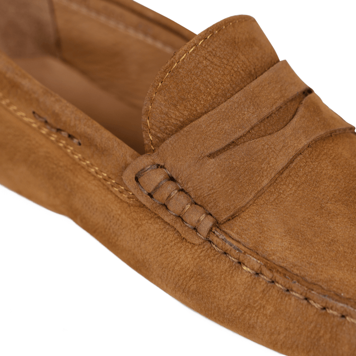 Gary: Mocassin Homme - Daim Cognac - Bleather Maroc