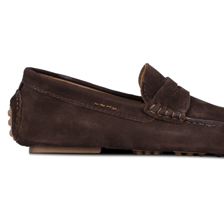 Gary: Mocassin Homme - Daim Marron - Bleather Maroc