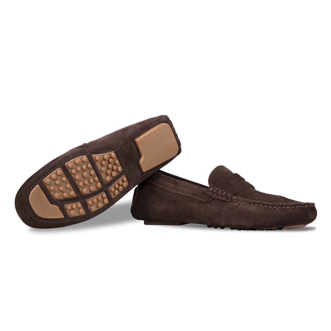 Gary: Mocassin Homme - Daim Marron - Bleather Maroc