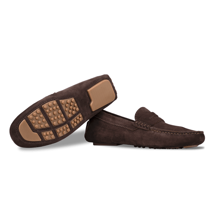 Gary: Mocassin Homme - Daim Marron - Bleather Maroc