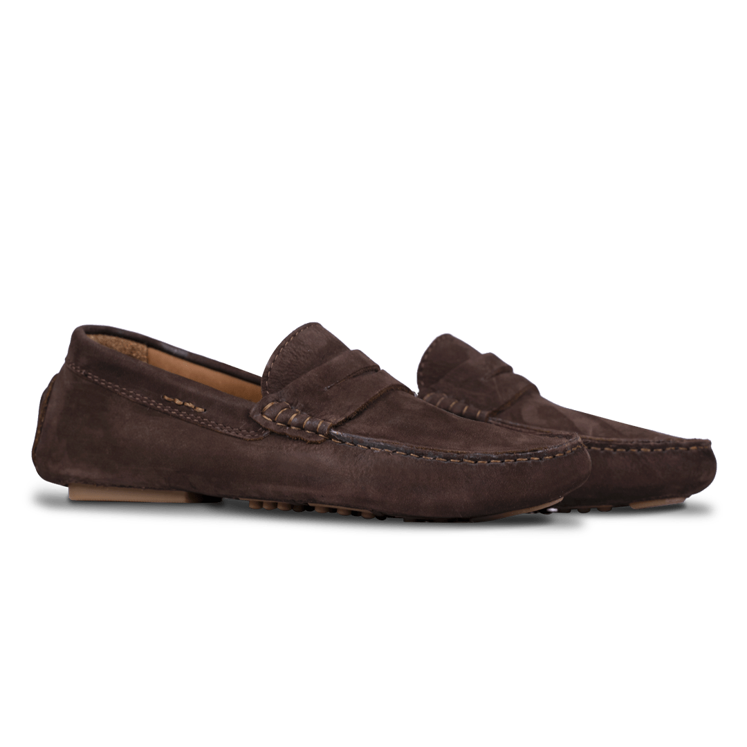 Gary: Mocassin Homme - Daim Marron - Bleather Maroc