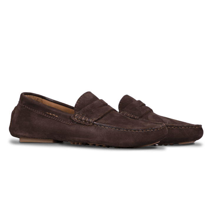 Gary: Mocassin Homme - Daim Marron - Bleather Maroc