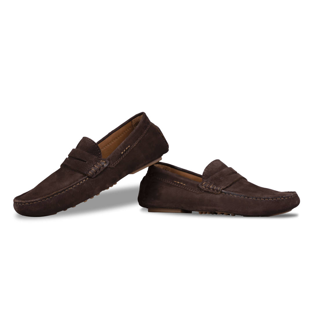 Gary: Mocassin Homme - Daim Marron - Bleather Maroc