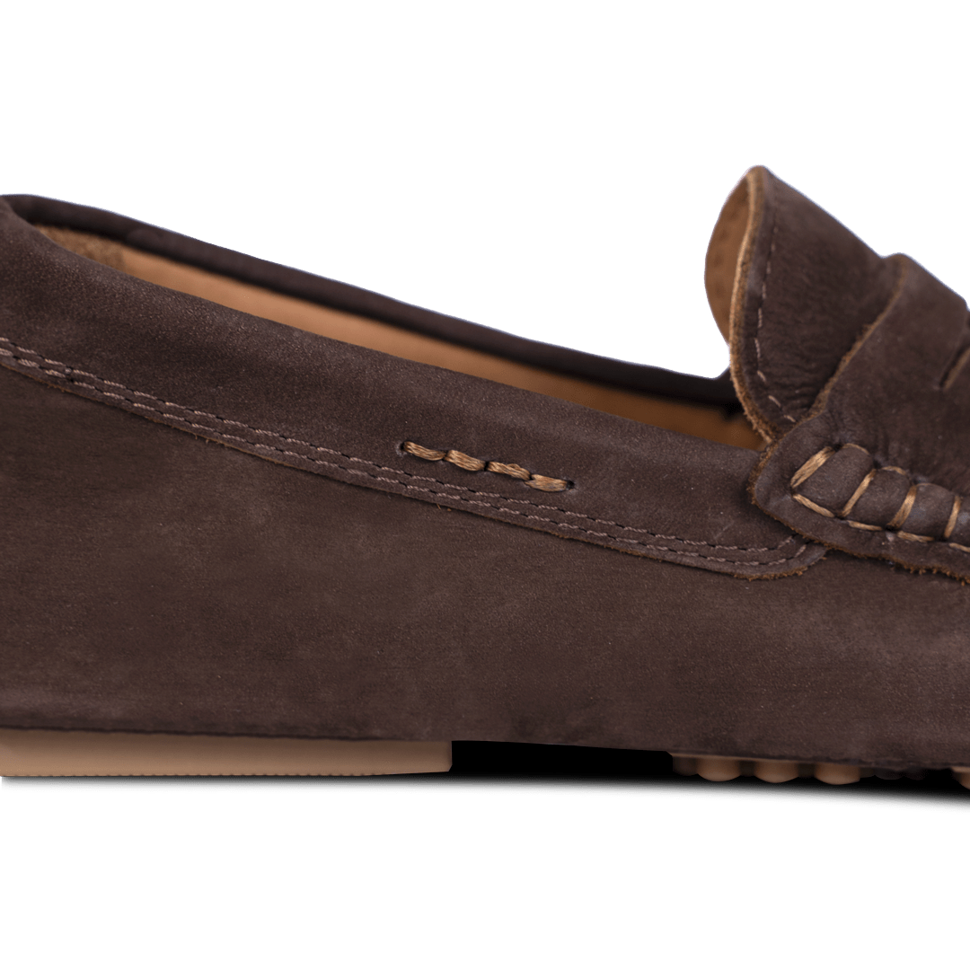 Gary: Mocassin Homme - Daim Marron - Bleather Maroc