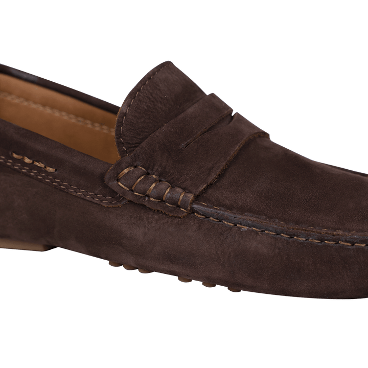 Gary: Mocassin Homme - Daim Marron - Bleather Maroc