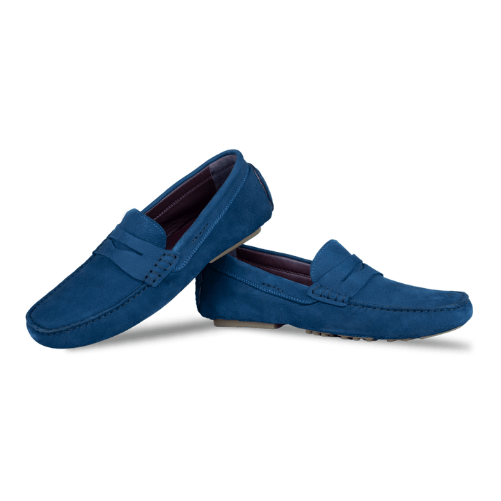 Gary: Mocassin Homme - Daim N Bleu - Bleather Maroc