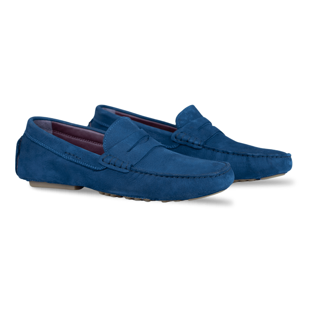 Gary: Mocassin Homme - Daim N Bleu - Bleather Maroc