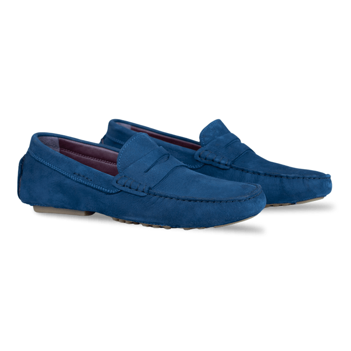 Gary: Mocassin Homme - Daim N Bleu - Bleather Maroc