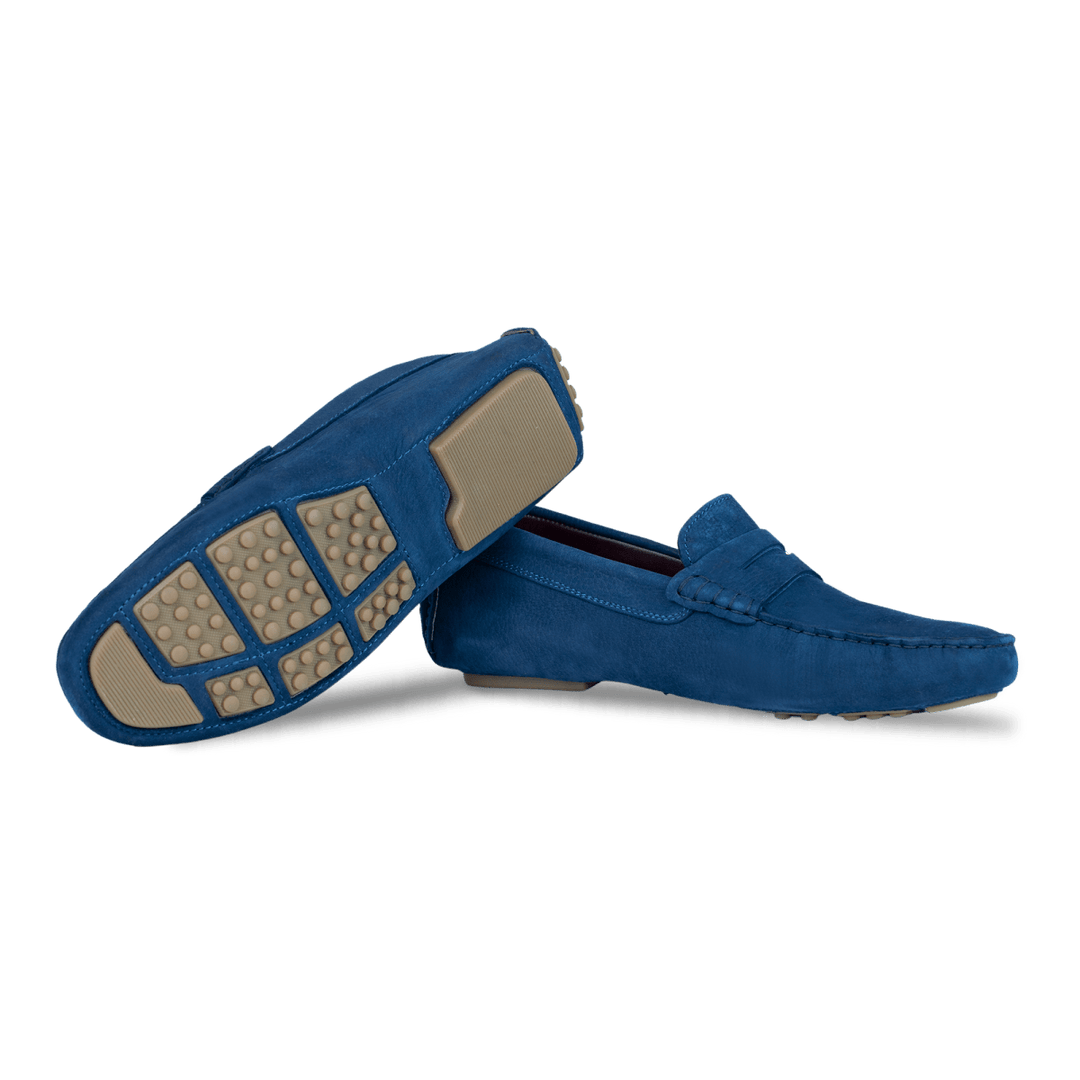 Gary: Mocassin Homme - Daim N Bleu - Bleather Maroc