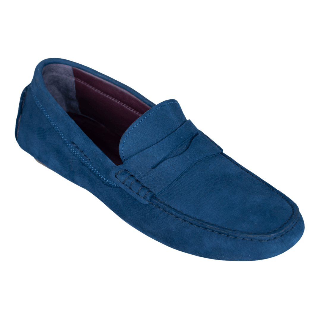 Gary: Mocassin Homme - Daim N' Bleu Indigo - Bleather Maroc