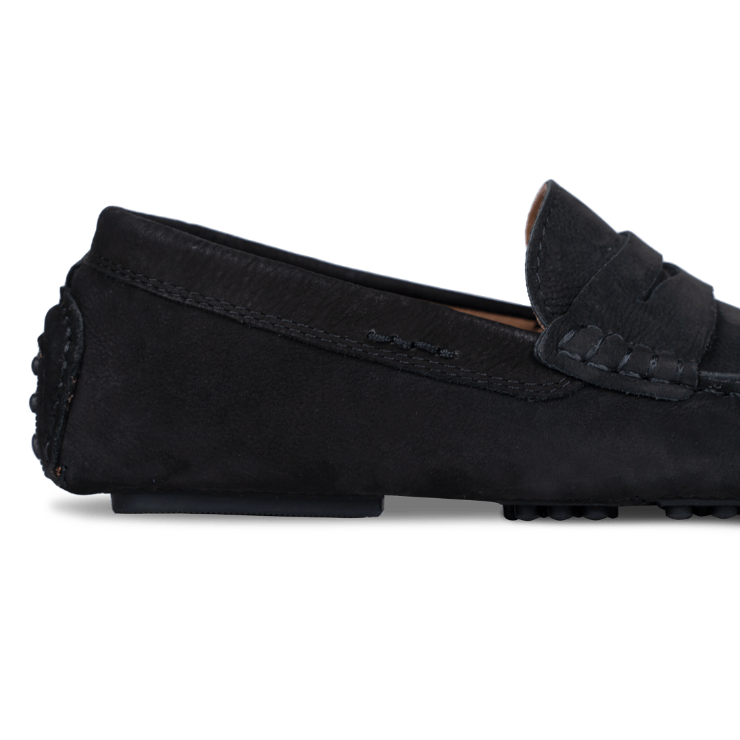 Gary: Mocassin Homme - Daim Noir - Bleather Maroc