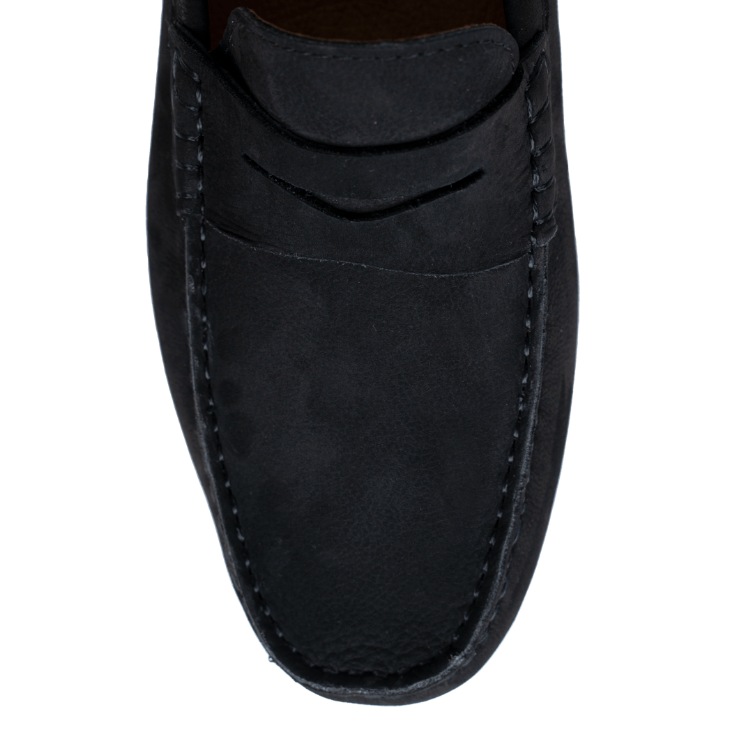 Gary: Mocassin Homme - Daim Noir - Bleather Maroc