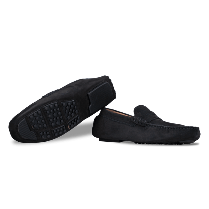 Gary: Mocassin Homme - Daim Noir - Bleather Maroc