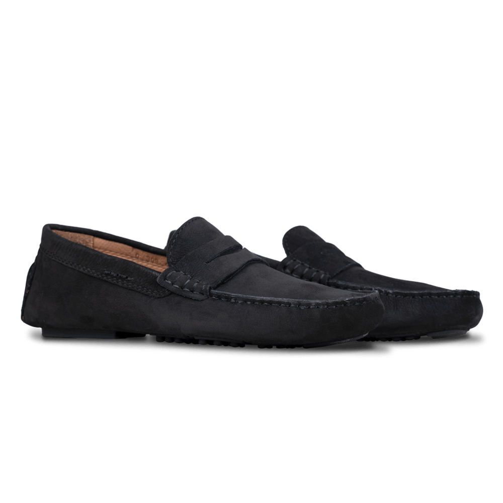 Gary: Mocassin Homme - Daim Noir - Bleather Maroc