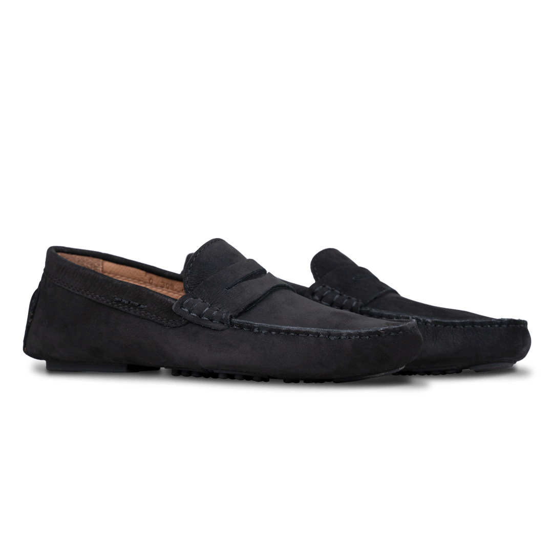 Gary: Mocassin Homme - Daim Noir - Bleather Maroc