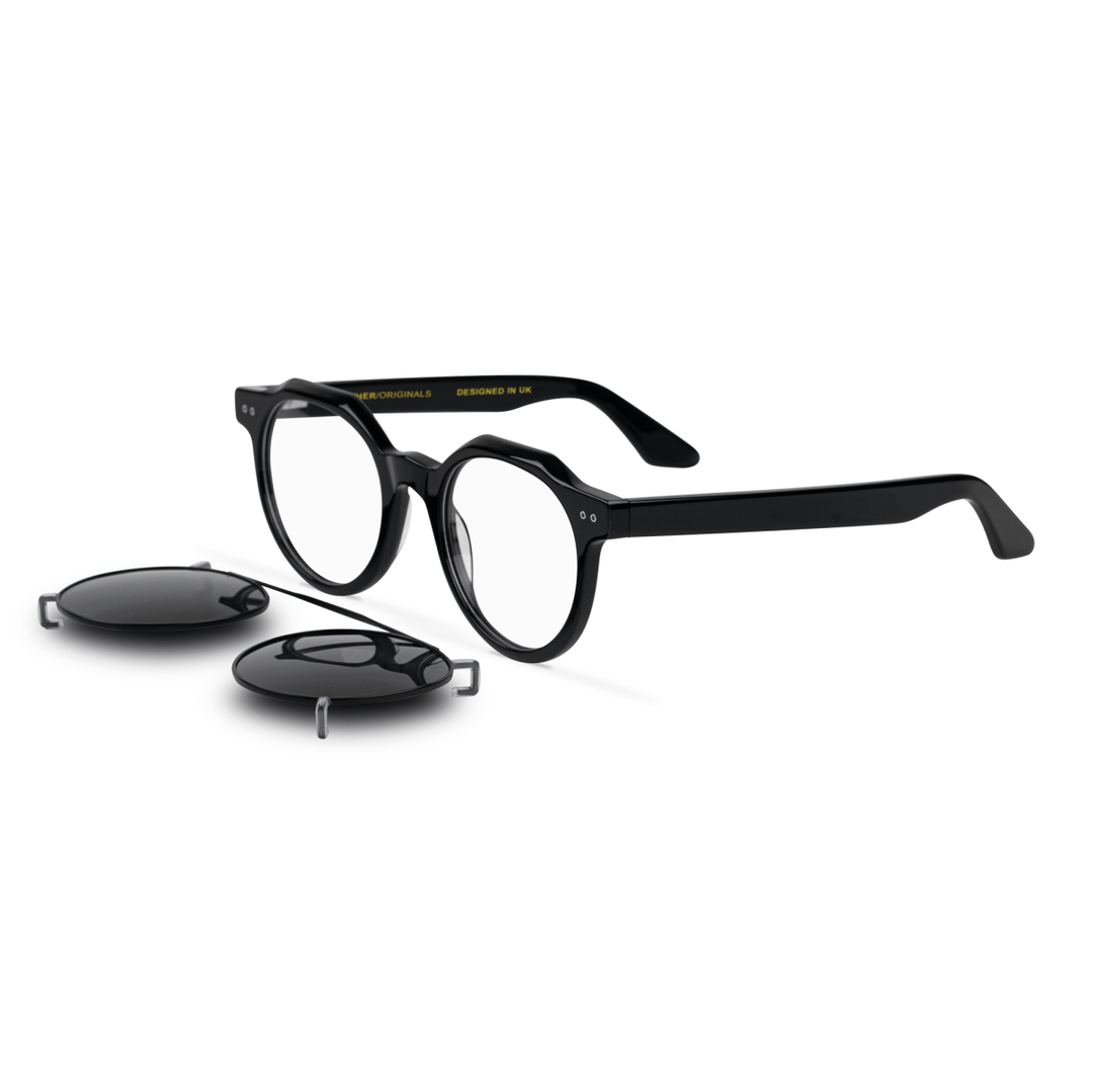 Ginkgo: Lunettes à clips de luxe Noir - Bleather Maroc