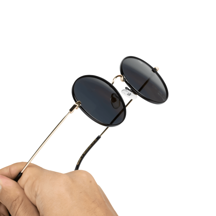 Globe S': Lunettes de soleil de luxe Noir Gold - Bleather Maroc