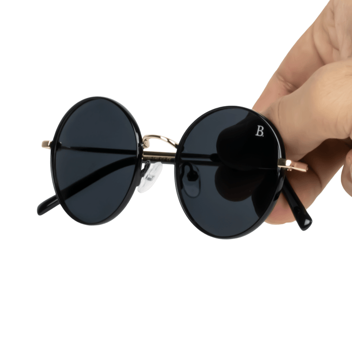 Globe S': Lunettes de soleil de luxe Noir Gold - Bleather Maroc