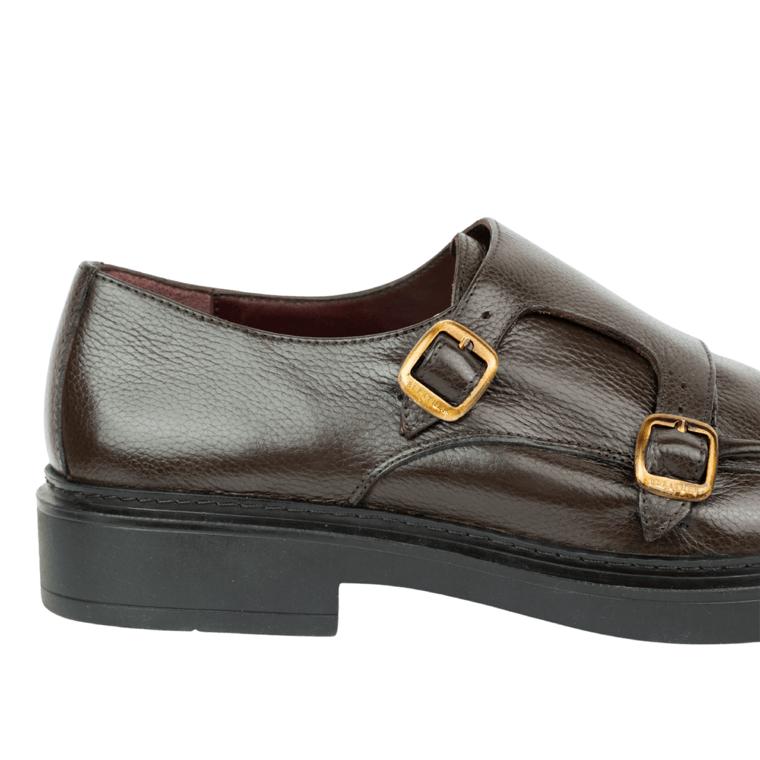 Harold: Chaussures à boucles - Cuir Marron - Bleather Maroc