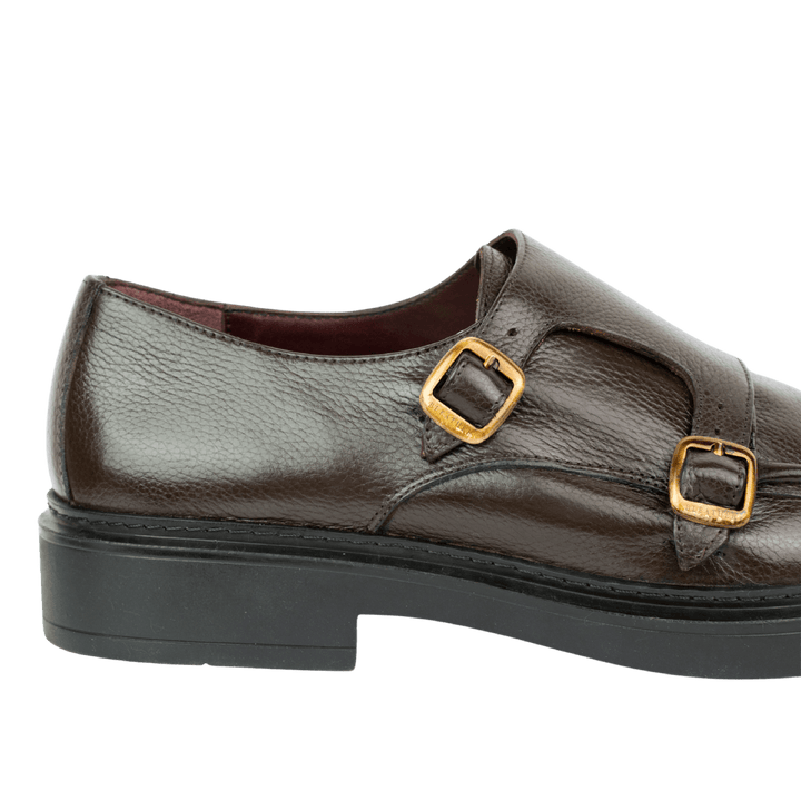 Harold: Chaussures à boucles - Cuir Marron - Bleather Maroc