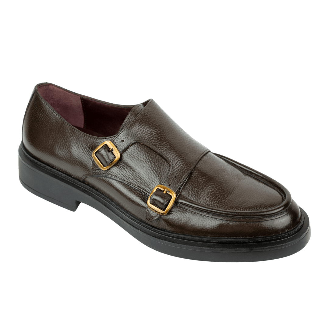 Harold: Chaussures à boucles - Cuir Marron - Bleather Maroc