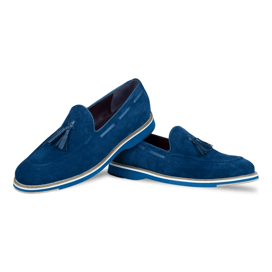 Harris: Mocassin Homme - Daim Bleu - Bleather Maroc