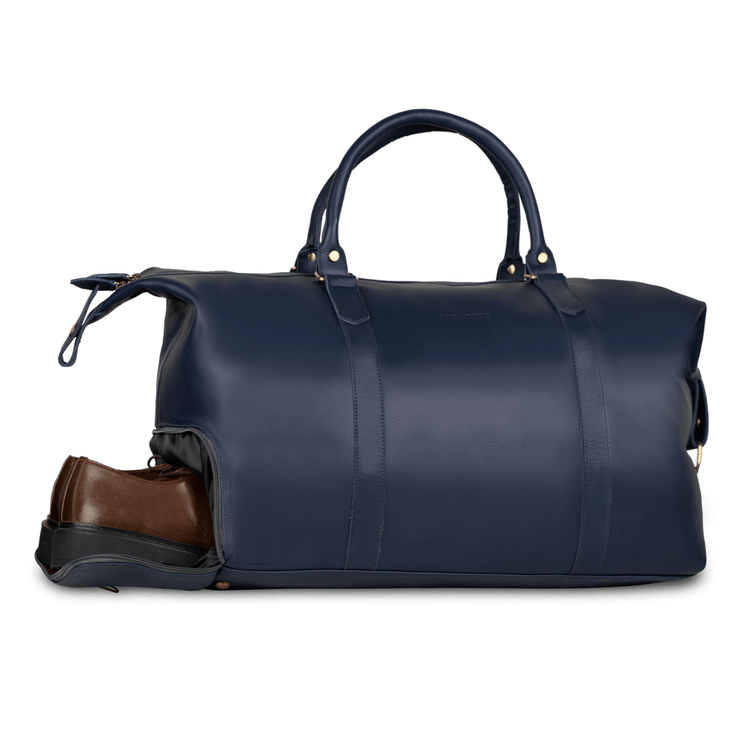 Imperial Essence: Sac de Voyage - Cuir Bleu - Bleather Maroc