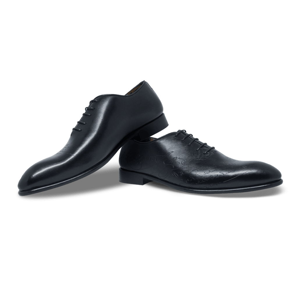 Landon: Richelieu Homme - Cuir Noir gravé - Bleather Maroc