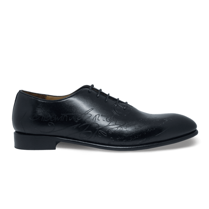 Landon: Richelieu Homme - Cuir Noir gravé - Bleather Maroc