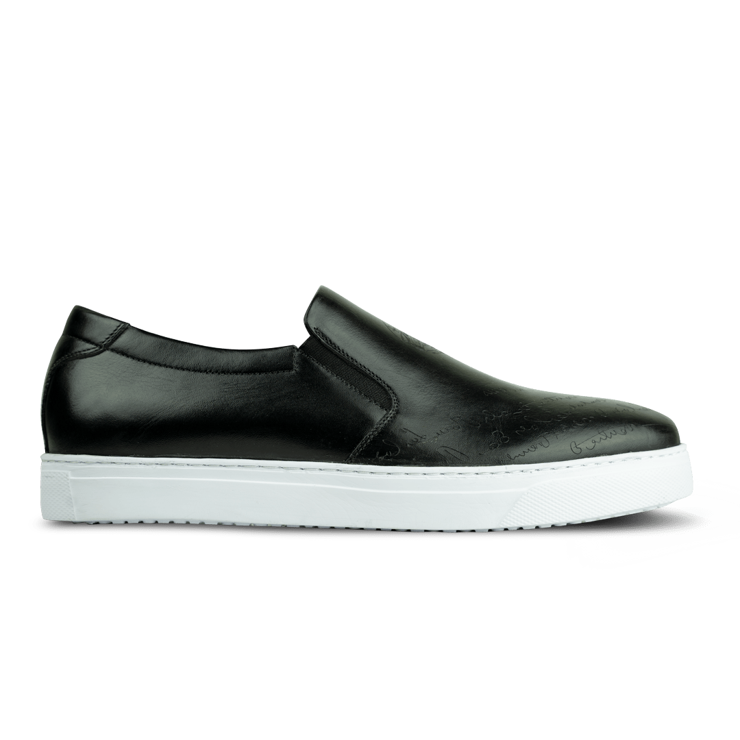 Lurgan: Sneakers Homme - Cuir Noir Gravé - Bleather Maroc