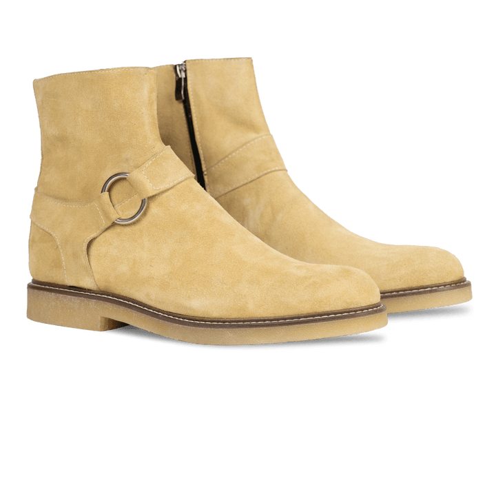 Marlon: Bottes Homme - Daim Beige - Bleather Maroc